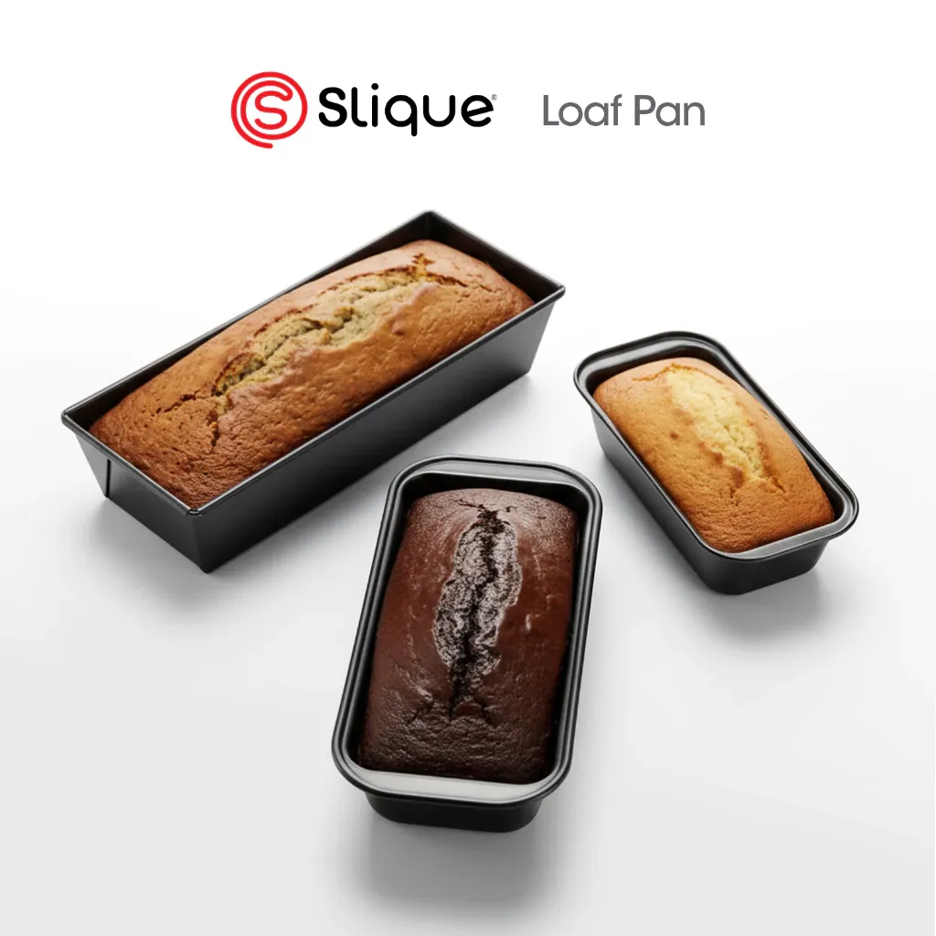 SLIQUE premium non-stick carbon steel loaf bread mold pan, angled view