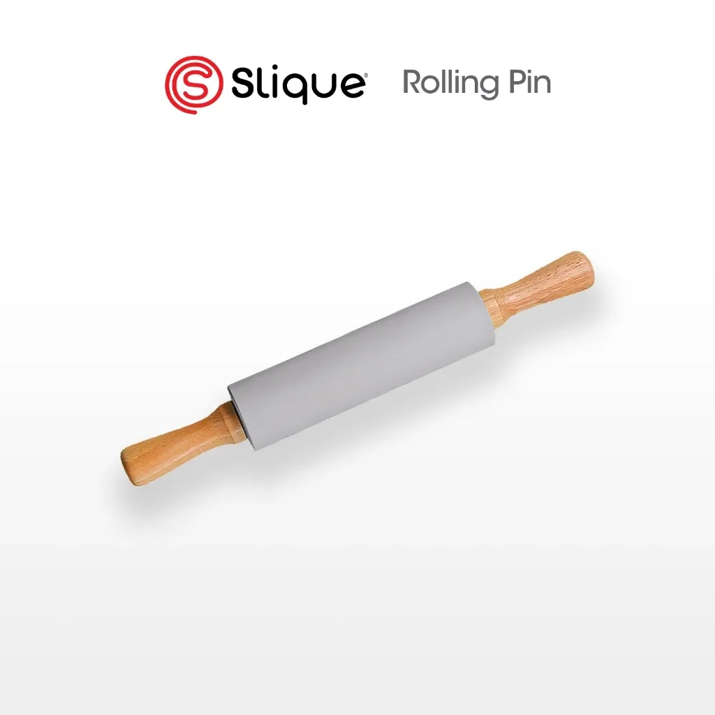 SLIQUE wood and silicone rolling pin for baking