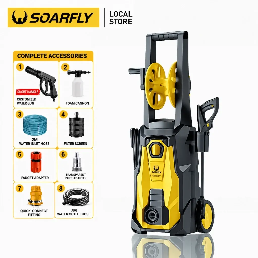 SOARFLY 5800W heavy duty portable pressure washer with power sprayer gun