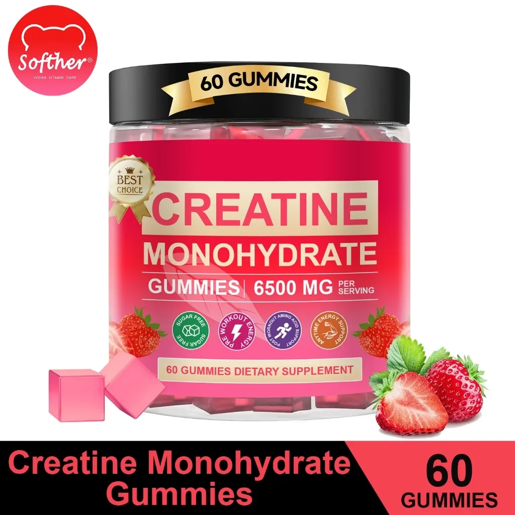 Softher Creatine Monohydrate Gummies bottle, 60-count