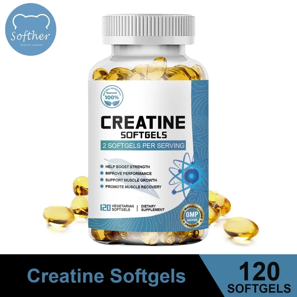 Softher Creatine Softgels bottle, 120-count
