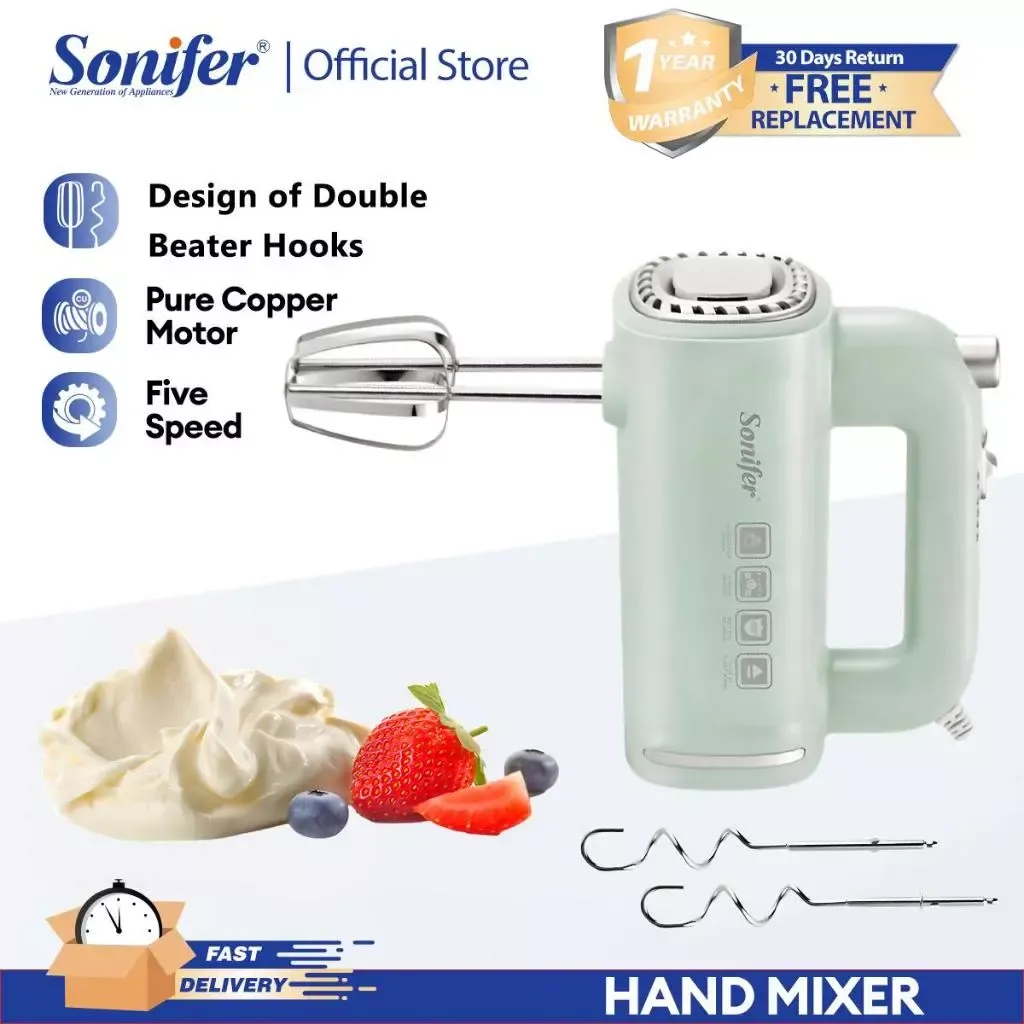 Sonifer 2-in-1 portable electric hand mixer with beaters