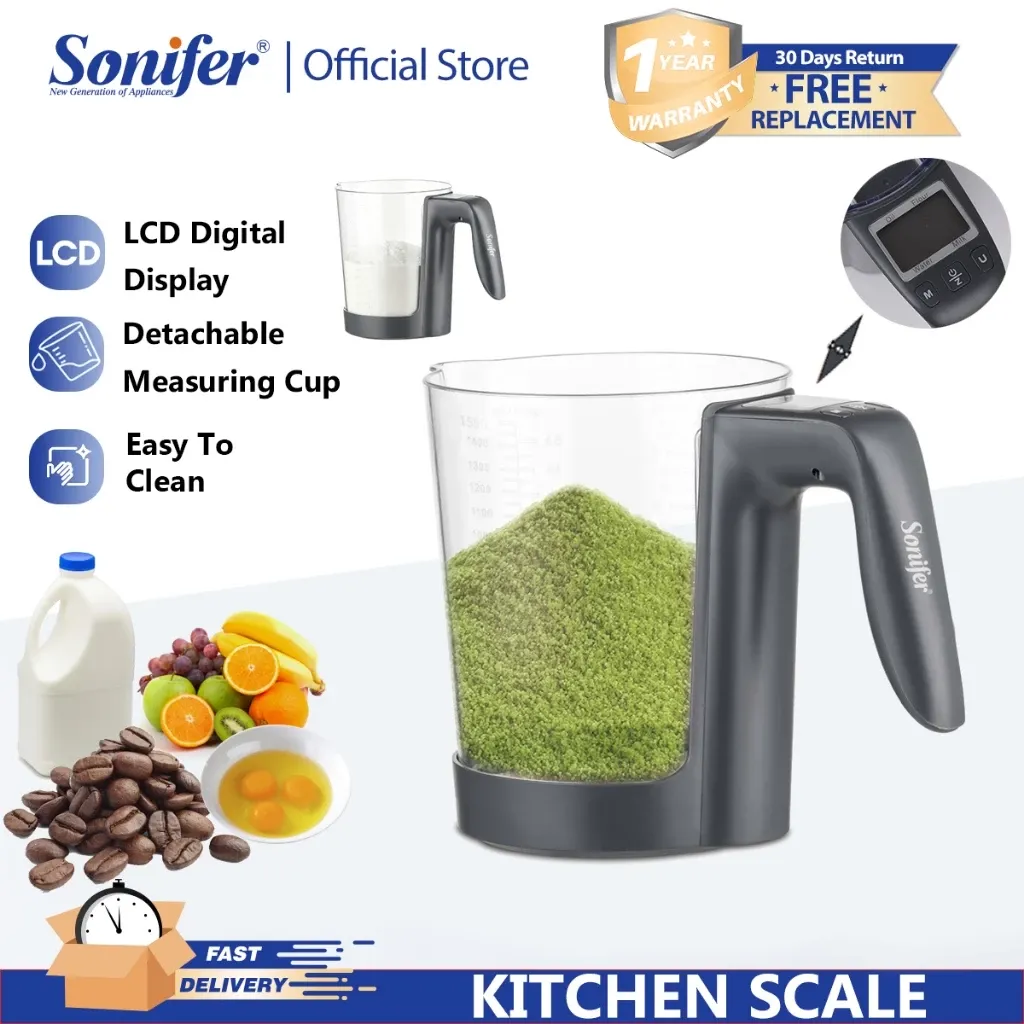 Sonifer digital food and coffee scale with removable cup
