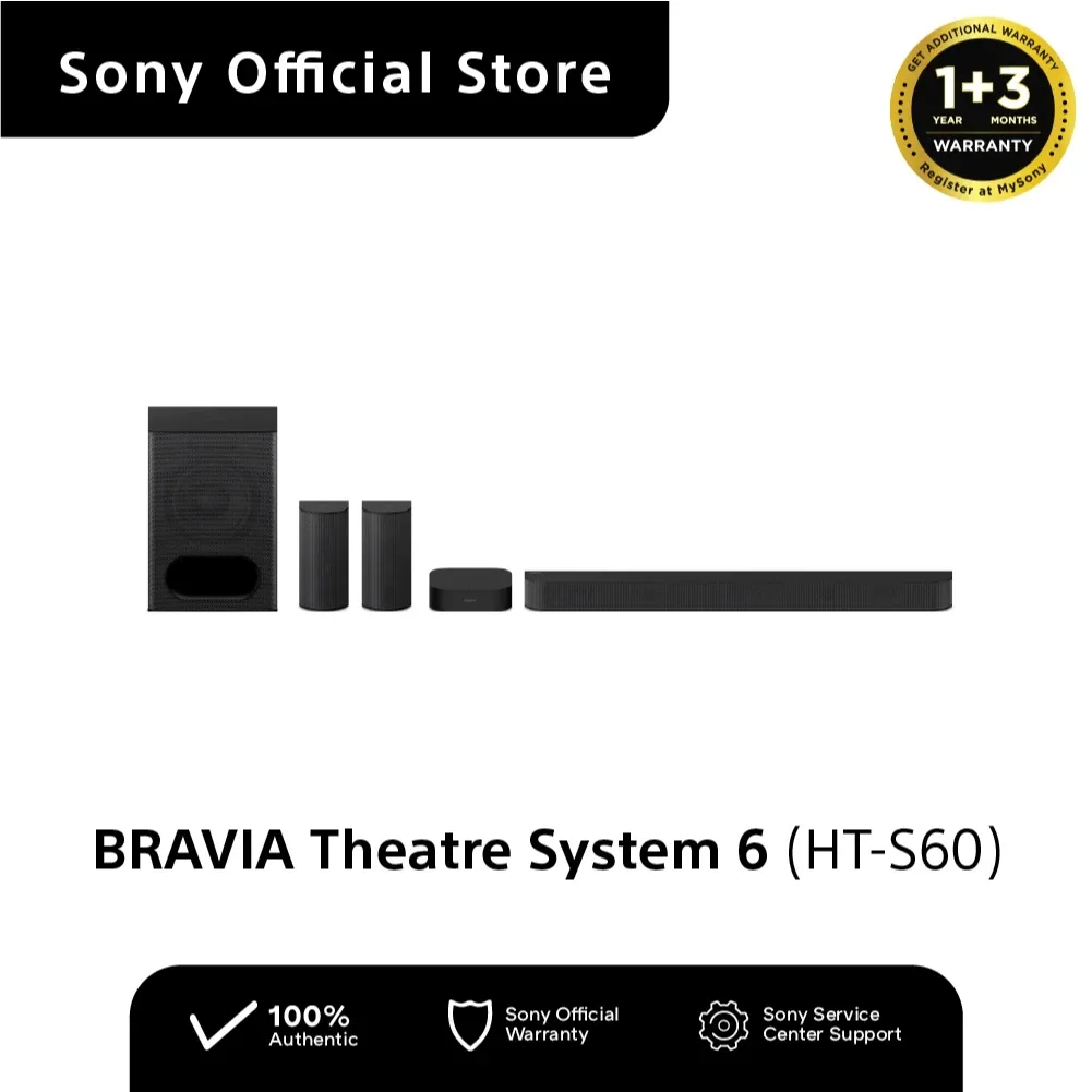 Sony BRAVIA Theatre System 6 HT-S60 5.1ch soundbar with subwoofer and rear speakers