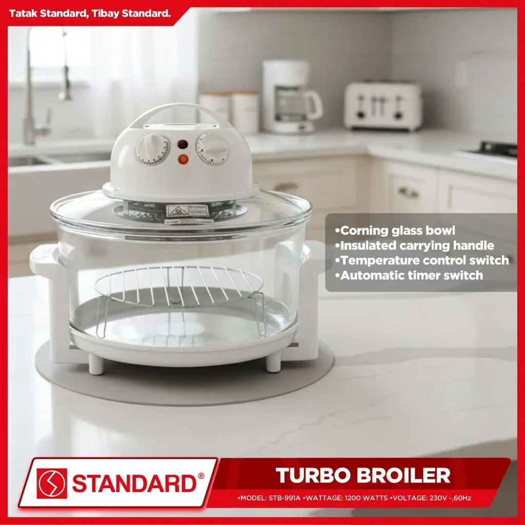 Standard 12-liter turbo broiler with glass bowl and control dials