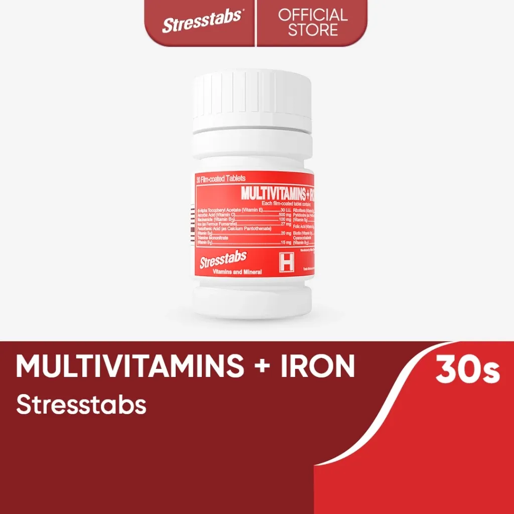 Stresstabs Multivitamins with Iron tablet bottle, 30-count
