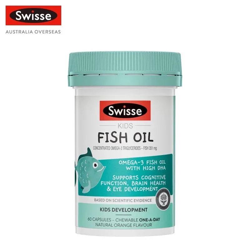 Swisse Kids fish oil bottle of 60 chewable capsules
