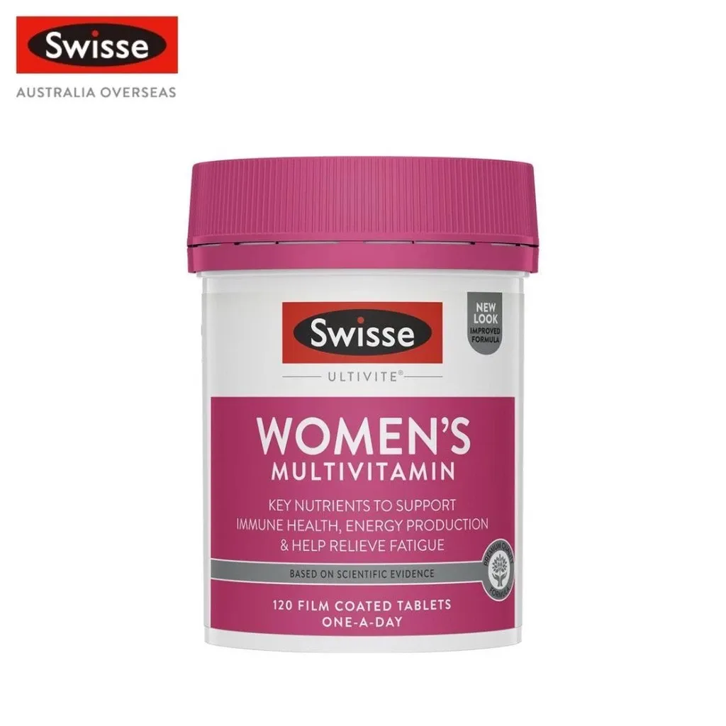 Swisse Ultivite Women's multivitamin tablet bottle, 120-count, front view