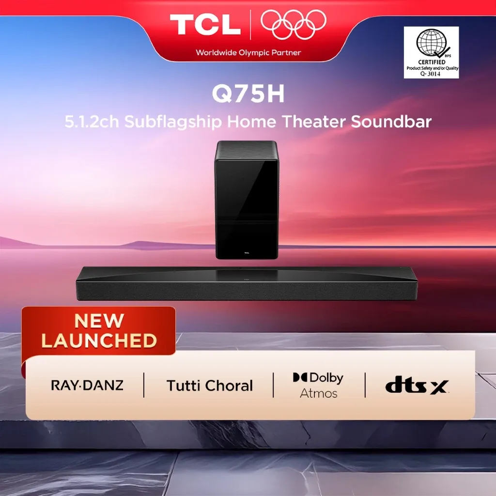 TCL Q75H 5.1.2ch Dolby Atmos soundbar with wireless subwoofer