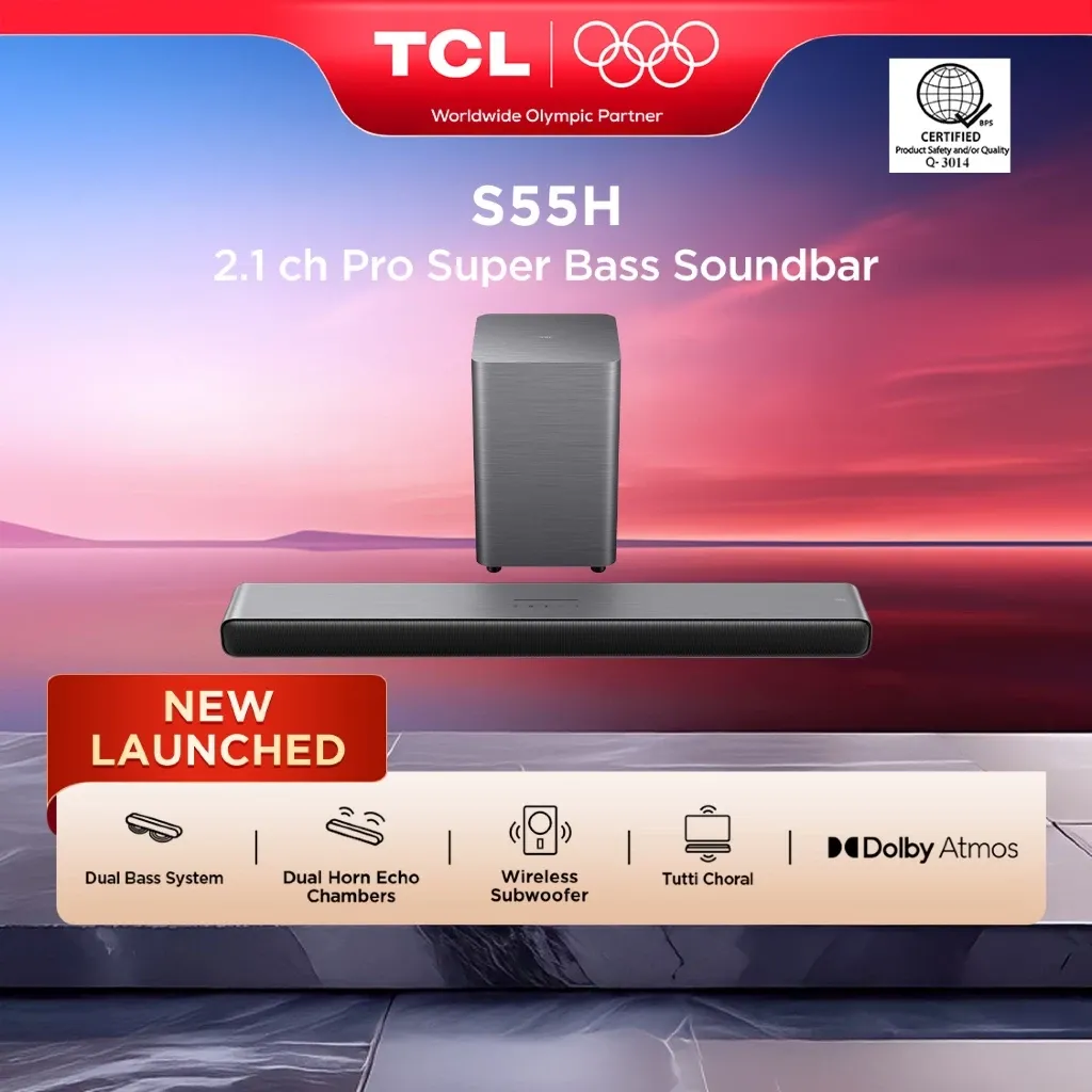TCL S55H 2.1ch soundbar with separate wireless subwoofer