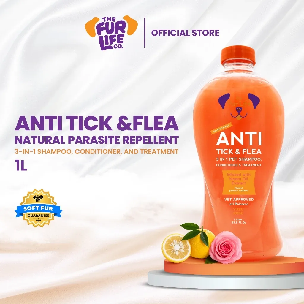 The Fur Life Anti-Tick & Flea 3-in-1 Pet Shampoo, Anti-Garapata & Pulgas, 1L (FL-S301)