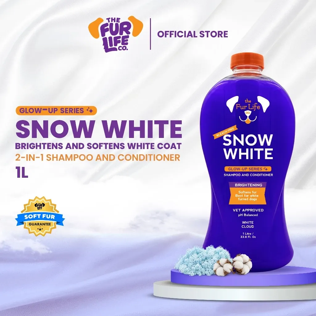 The Fur Life Snow White 2-in-1 Pet Shampoo & Conditioner, Brightening, Softens Fur, 1L (FLS209)