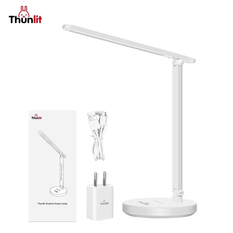 Thunlit 7W student study lamp with touch controls and a wide LED bar over an open book