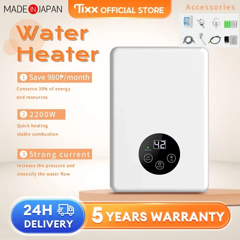 Tixx 6500W instant water heater with LCD touchscreen control panel
