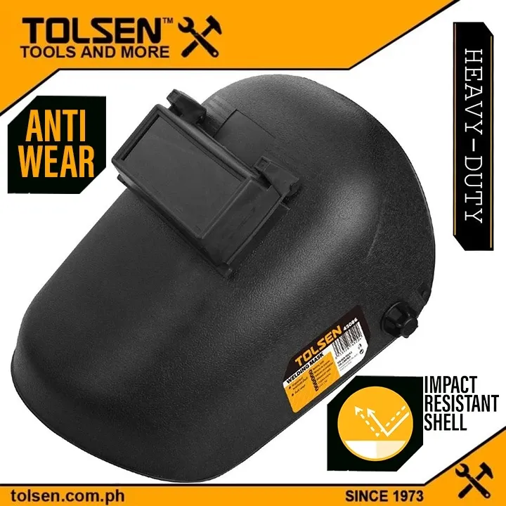 Tolsen 45086 heavy duty hand held welding mask with movable flip up glass, front view