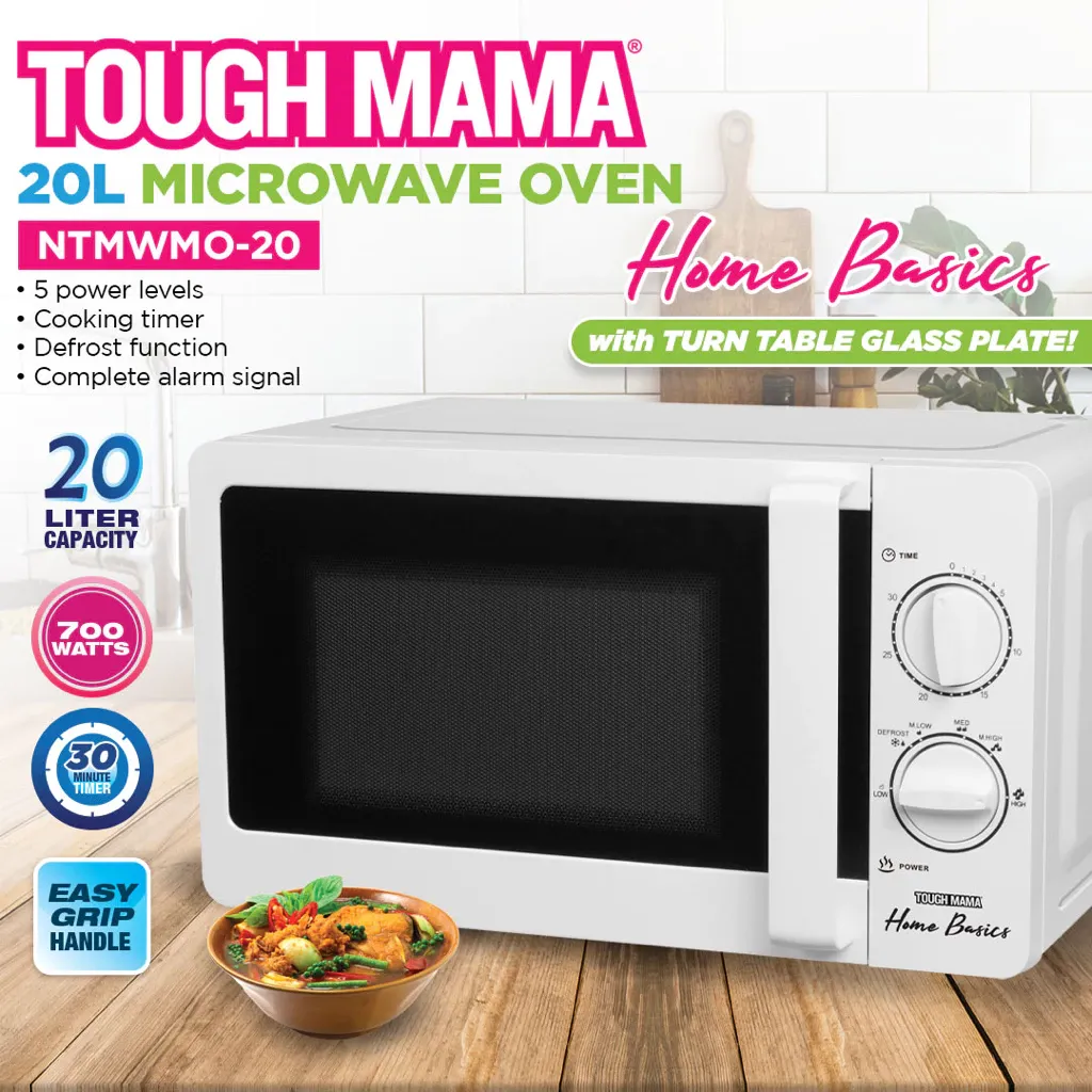 Tough Mama NTMWMO-20 20L microwave oven with minimalist dial controls