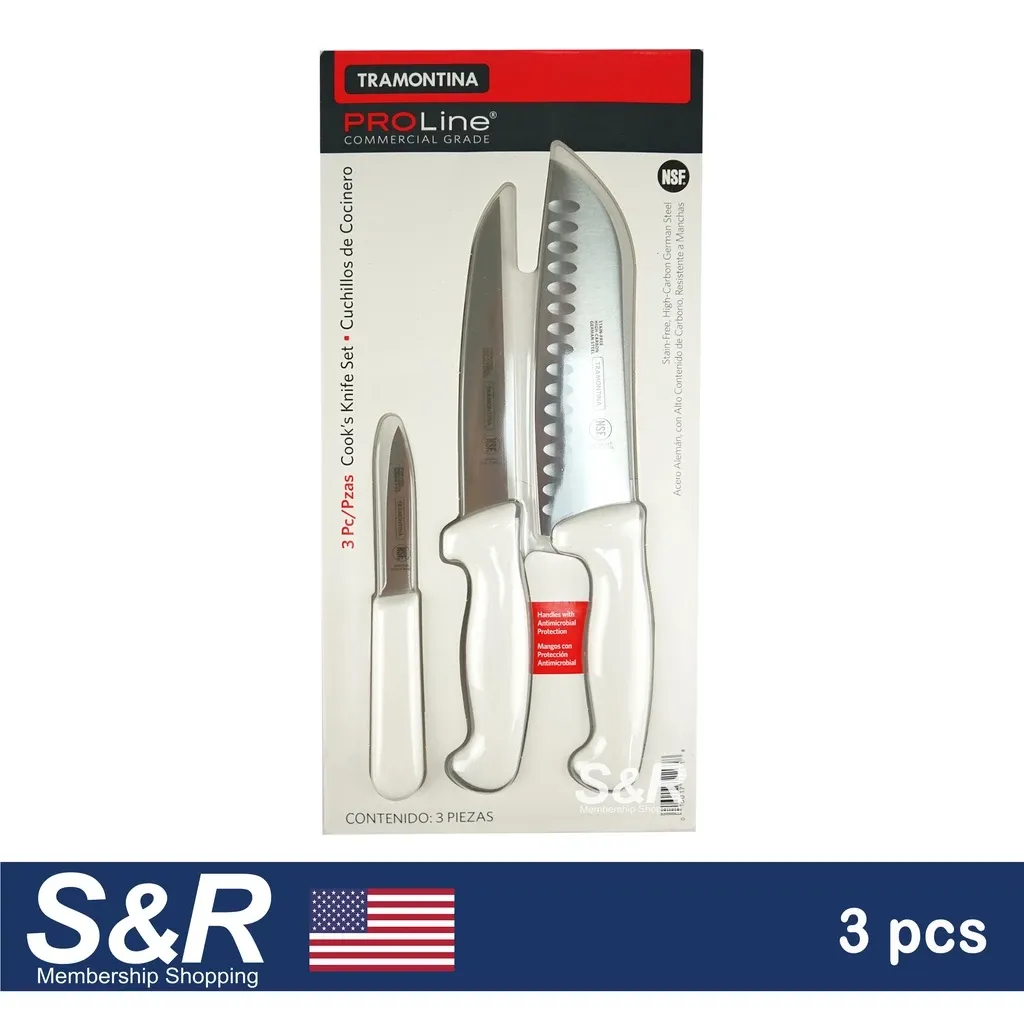 Tramontina ProLine 3-piece cook's knife set with black nylon handles