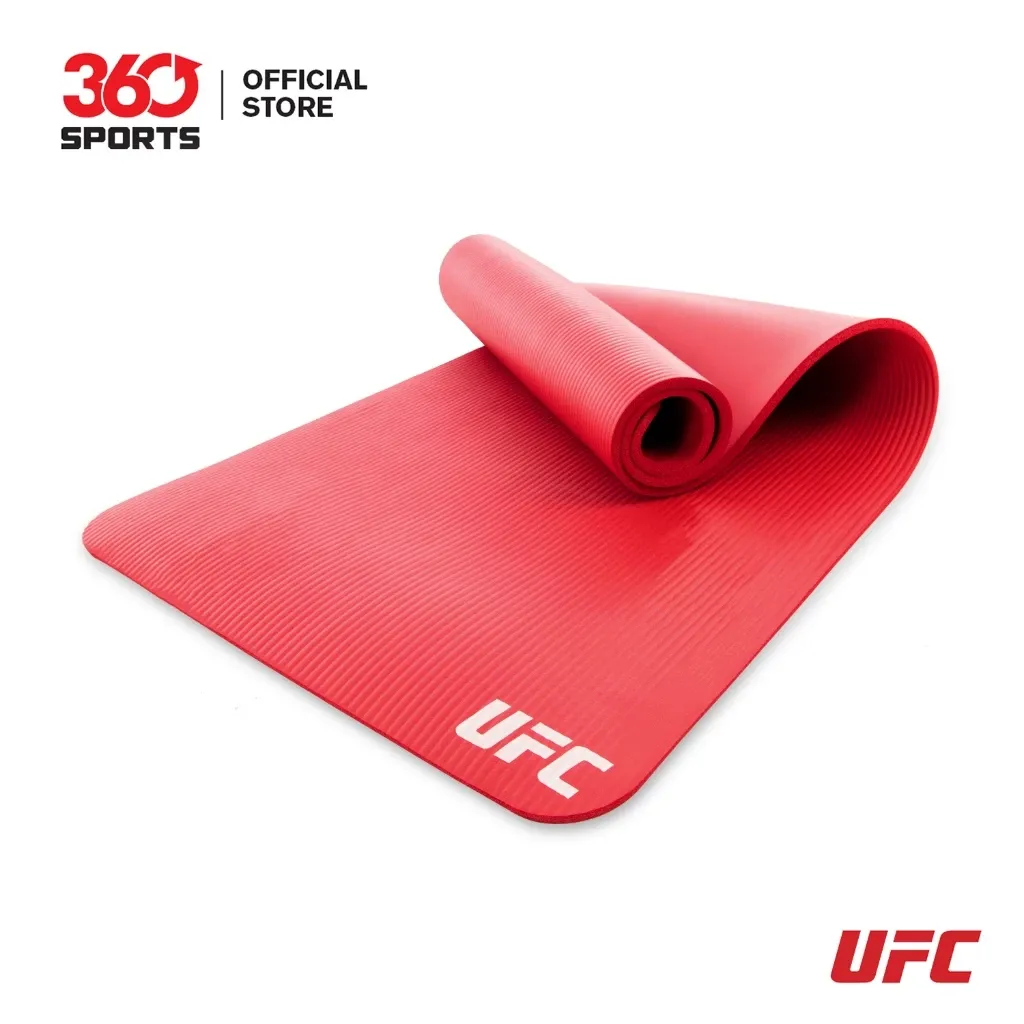 UFC 10mm NBR foam yoga mat rolled out, black