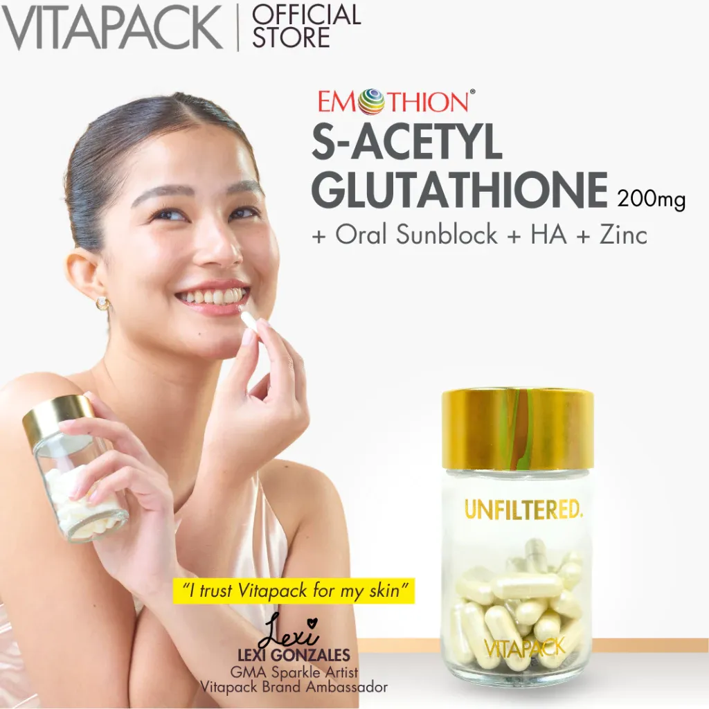 Vitapack Unfiltered Emothion S-Acetyl Glutathione capsule bottle, 30-count