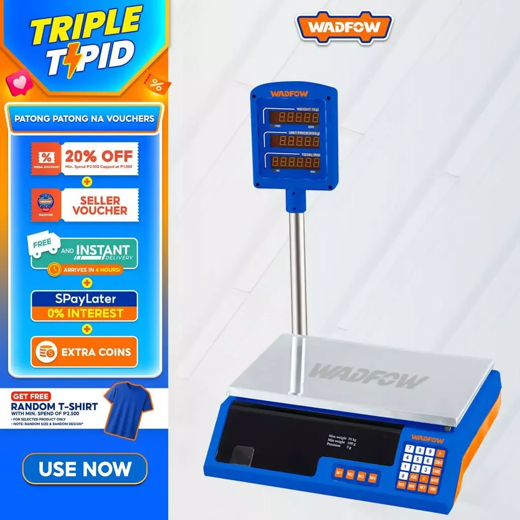 WADFOW WEC1504 rechargeable digital kitchen scale with 40kg capacity