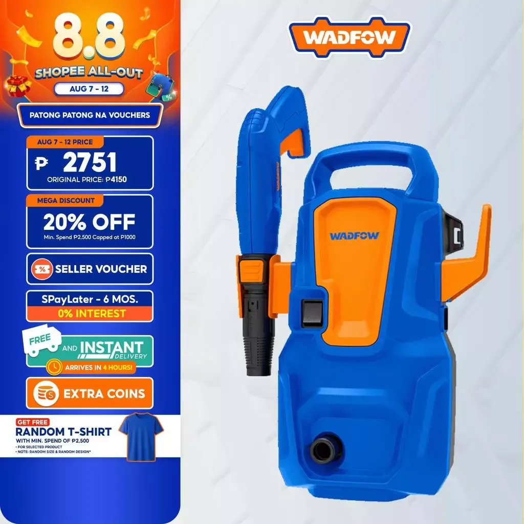 Wadfow WHP3A12P 1400W self-priming pressure washer with auto stop system