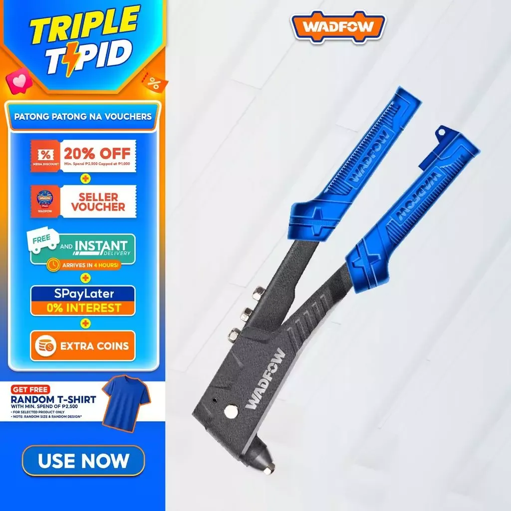 Wadfow WHR2610 10.5 inch hand riveter with an aluminium alloy body and blue grips