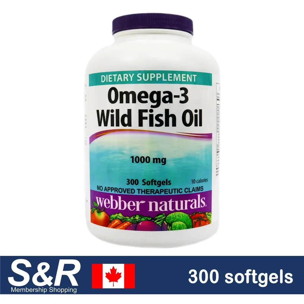 Webber Naturals Omega-3 wild fish oil 1000mg bottle of 300 softgels