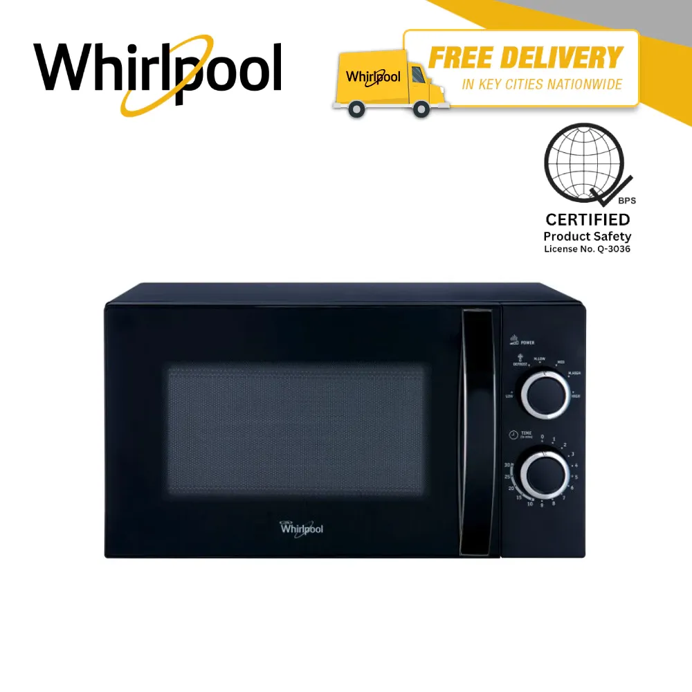 Whirlpool MWX201 XEB 20L mechanical microwave oven in black