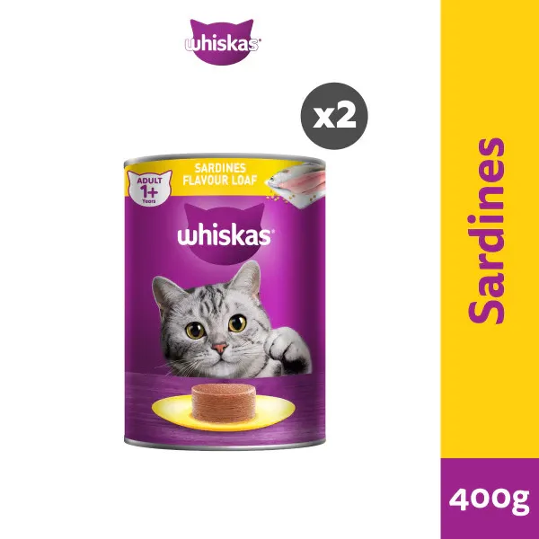 WHISKAS Can Adult Wet Cat Food 400g (2-Pack)