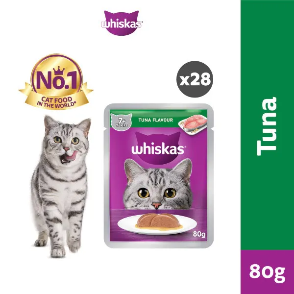WHISKAS Cat Food Wet Pouch Adult 80g (28-Pack)