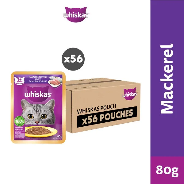 Whiskas Pouch Adult Cat Wet Food 80g (56-Pack)