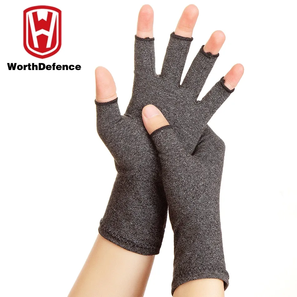 Worthdefence compression arthritis gloves with open fingertips, pair