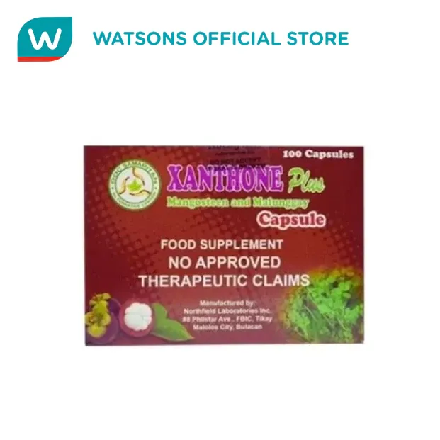 Xanthone Plus herbal capsule 500mg, single capsule pack, front view