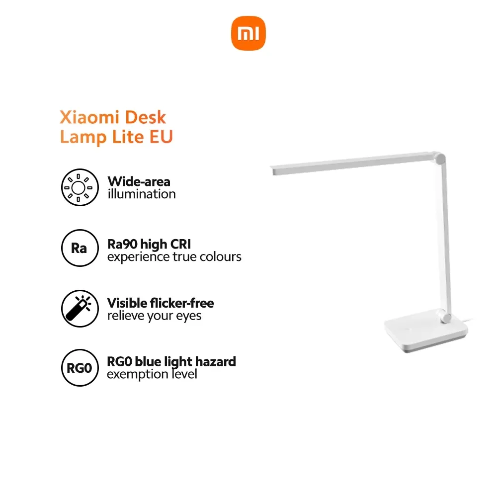 Xiaomi Desk Lamp Lite in white with a wide flat light head and minimal round base