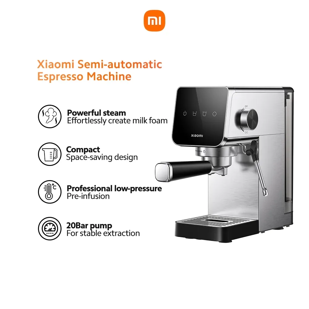 Xiaomi semi-automatic espresso machine, compact stainless steel