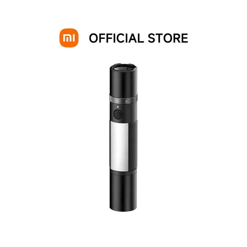 Xiaomi Multi-function Flashlight, black aluminum body with side panel light and telescopic zoom head