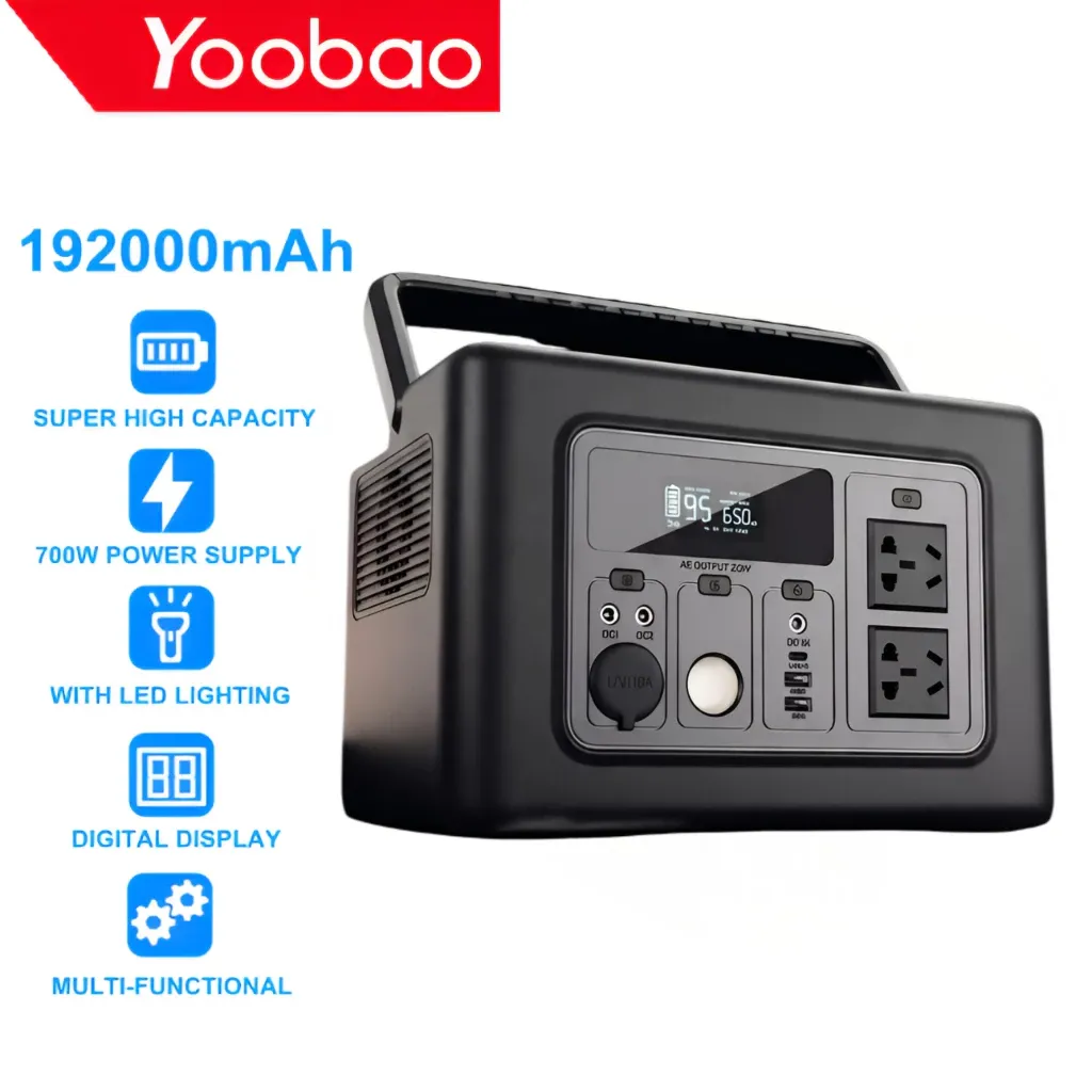 Yoobao EN700Q 700W pure sine wave power station with LED light and AC outlets